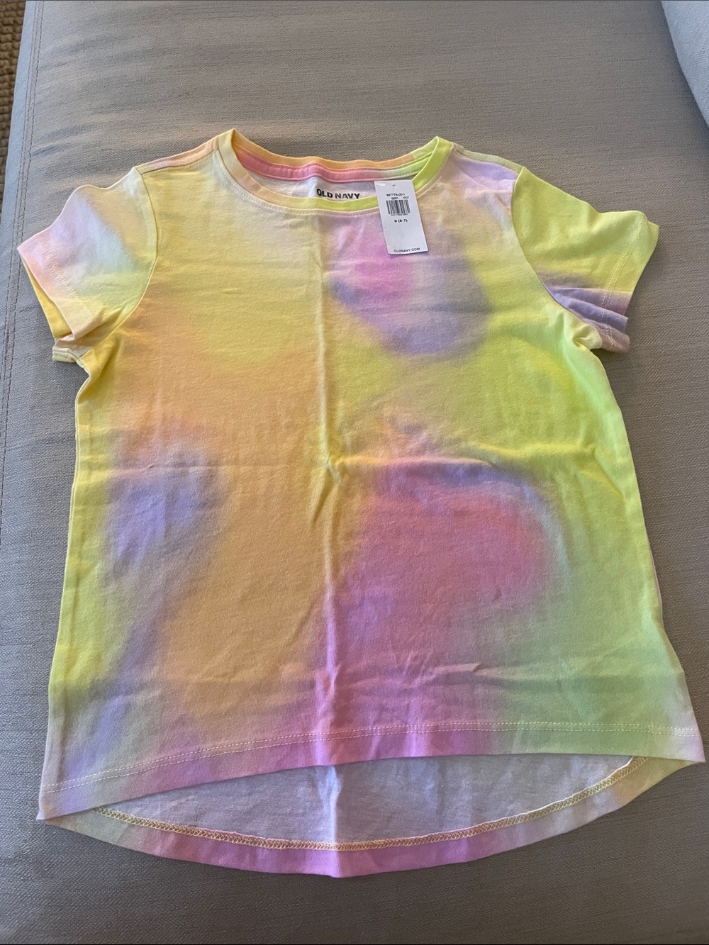 Old Navy Girls Tie-Dye Short Sleeve Tee in Pastel Yellow Pink Purple Small (6-7)